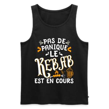 Le kebab est en cours barbecue anniversaire - Débardeur bio Premium Homme - noir - Devant - AI Model Male 178 light (178cm)