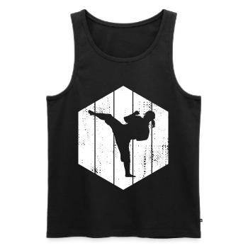 Karate Girl - Men's Premium Organic Tank Top - black - Front - AI Model Male 178 light (178cm)