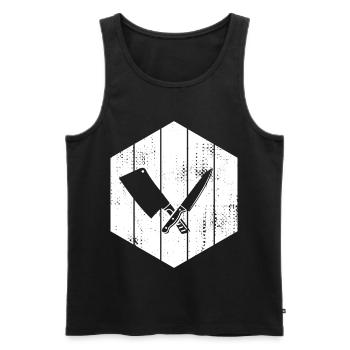 Knife Cleaver Drawing - Men's Premium Organic Tank Top - black - Front - Michal (187cm)