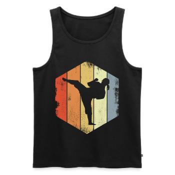 Karate Girl Drawing - Men's Premium Organic Tank Top - black - Front - AI Model Male 178 light (178cm)