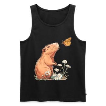 Capybara Schmetterling - Männer Premium Bio Tank Top - Schwarz - Vorne - AI Model Male 178 light (178cm)