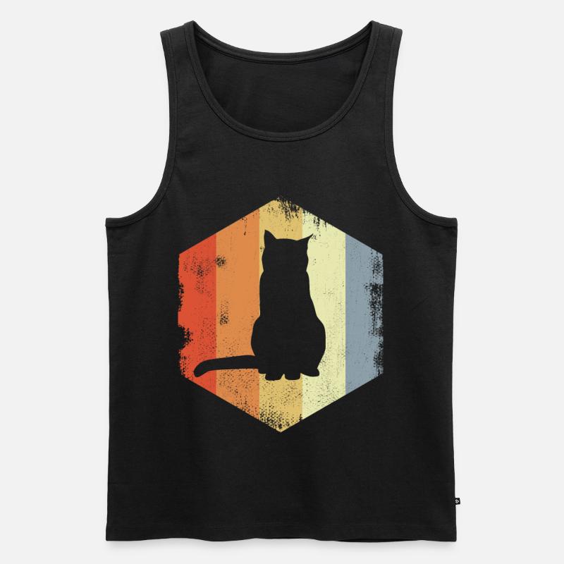 Retro Katze - Männer Premium Bio Tank Top - Schwarz