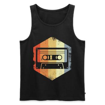 Retro 80s Cassette - Men's Premium Organic Tank Top - black - Front - AI Model Male 178 light (178cm)