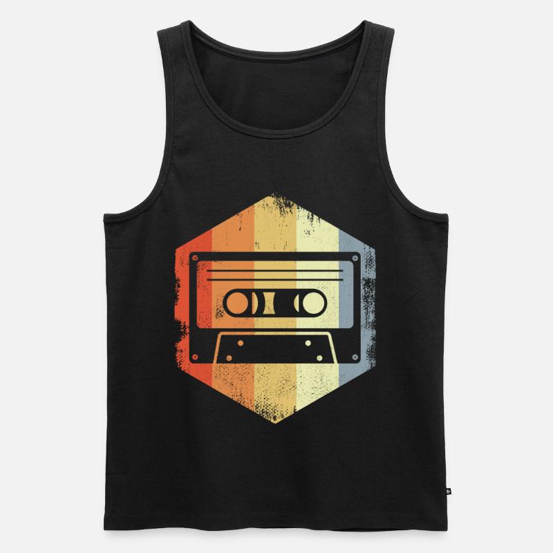 Retro 80er Kassette - Männer Premium Bio Tank Top - Schwarz