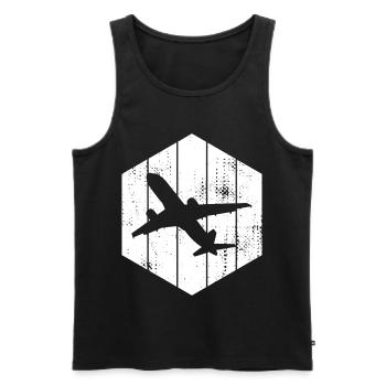 Airplanes Sketch - Men's Premium Organic Tank Top - black - Front - AI Model Male 178 light (178cm)