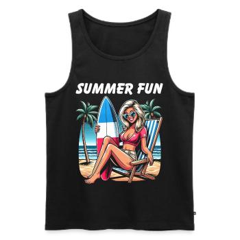 Summer Beach Haute Couture - Men's Premium Organic Tank Top - black - Front - AI Model Male 178 light (178cm)