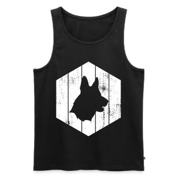 German Shepherd - Men's Premium Organic Tank Top - black - Front - AI Model Male 178 light (178cm)