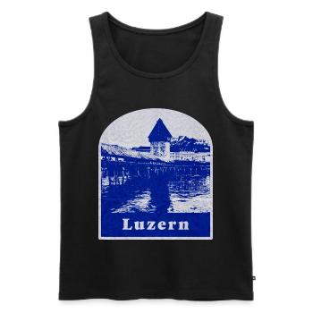 Lucerne Switzerland - Men's Premium Organic Tank Top - black - Front - AI Model Male 178 light (178cm)