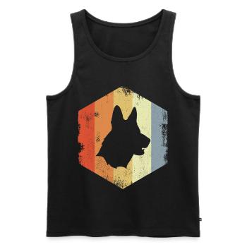 Vintage German Shepherd - Men's Premium Organic Tank Top - black - Front - AI Model Male 178 light (178cm)