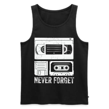 Cassette vintage n’oubliez jamais - Débardeur bio Premium Homme - noir - Devant - AI Model Male 178 light (178cm)