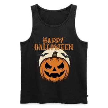 Joyeux Halloween citrouille avec des chauves-souris - Débardeur bio Premium Homme - noir - Devant - AI Model Male 178 light (178cm)