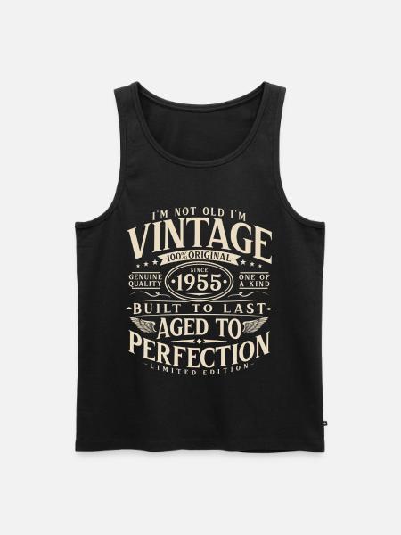 1955_Jahrgang_Vintage_Geburtstag_Geschenk - Miesten premium luomu-tanktoppi - musta