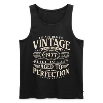 1977_Jahrgang_Vintage_Geburtstag_Geschenk - Men's Premium Organic Tank Top - black - Front - Michal (187cm)