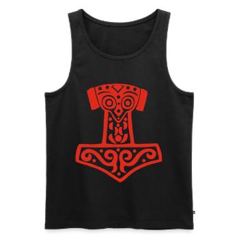 Thor's Hammer (Red) - Men's Premium Organic Tank Top - black - Front - AI Model Male 178 light (178cm)