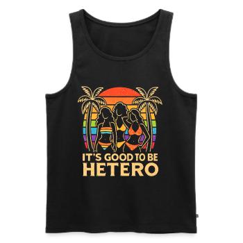 It's Good to Be Hetero Sunset Trio - Männer Premium Bio Tank Top - Schwarz - Vorne - Michal (187cm)