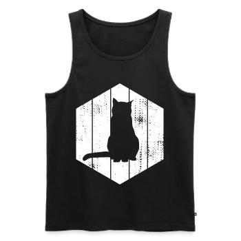 Croquis de chat - Débardeur bio Premium Homme - noir - Devant - AI Model Male 178 light (178cm)