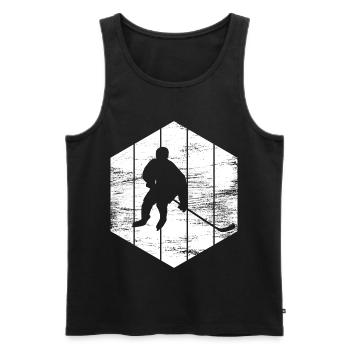Eishockeyspieler Zeichnung - Men's Premium Organic Tank Top - black - Front - AI Model Male 178 light (178cm)