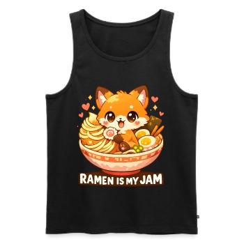 Kawaii Ramen Cat - Men's Premium Organic Tank Top - black - Front - AI Model Male 178 light (178cm)