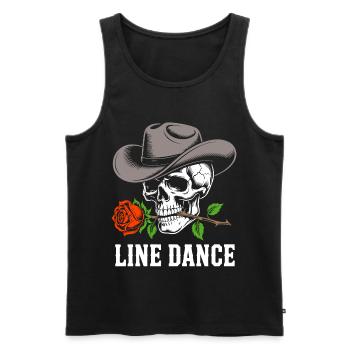 Western Skull Rose Hat Line Dance - Men's Premium Organic Tank Top - black - Front - AI Model Male 178 light (178cm)