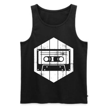Cassette des années 80 - Débardeur bio Premium Homme - noir - Devant - AI Model Male 178 light (178cm)