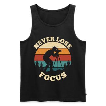 Never Lose Focus – Vintage Photography Design - Men's Premium Organic Tank Top - black - Front - AI Model Male 178 light (178cm)