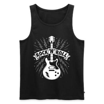 Rock'N'Roll Banner with Guitar - Men's Premium Organic Tank Top - black - Front - AI Model Male 178 light (178cm)