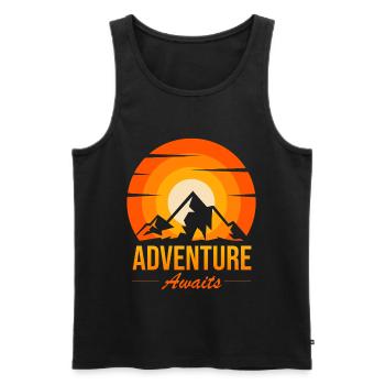 Adventure Awaits Peak Sunset - Men's Premium Organic Tank Top - black - Front - AI Model Male 178 light (178cm)