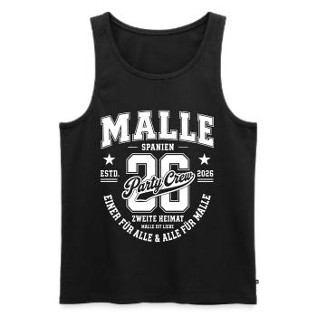 Malle 2026 Party Crew Zweite Heimat - Männer Premium Bio Tank Top - Schwarz - Vorne - Michal (187cm)