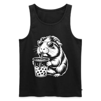 Guinea pig with sunglasses - Men's Premium Organic Tank Top - black - Front - Michal (187cm)