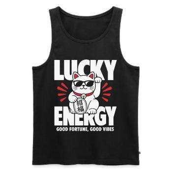 Lucky Energy Cool Cat - Männer Premium Bio Tank Top - Schwarz - Vorne - Michal (187cm)