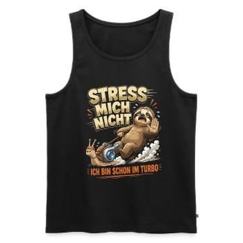 Nicht hetzen Faultier - Lustiges Chill & Spruch  - Männer Premium Bio Tank Top - Schwarz - Vorne - Michal (187cm)