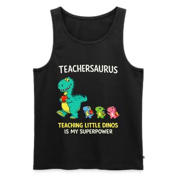 Teachersaurus Humour d’enseignant avec Petit Dinosaure - Débardeur bio Premium Homme - noir - Devant - Michal (187cm)