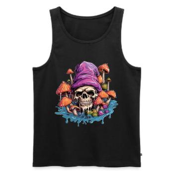 Pilze, Totenkopf, Halloween - Männer Premium Bio Tank Top - Schwarz - Vorne - Michal (187cm)