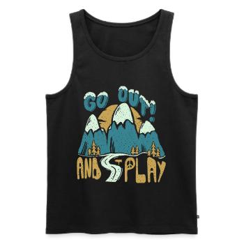 Go Out and Play Hand lettering mountains with nature - Men's Premium Organic Tank Top - black - Front - Michal (187cm)
