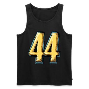 44 Zahl Bunt - Männer Premium Bio Tank Top - Schwarz - Vorne - Michal (187cm)