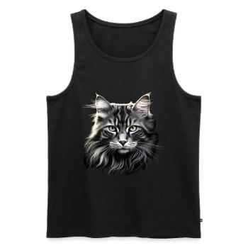 Chat à poil long Chat Blanc Maine Coone Chat de la forêt - Débardeur bio Premium Homme - noir - Devant - Michal (187cm)