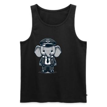Pilote d’éléphant mignon - Débardeur bio Premium Homme - noir - Devant - AI Model Male 178 light (178cm)