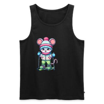 Cute Skier Mouse - Men's Premium Organic Tank Top - black - Front - Michal (187cm)