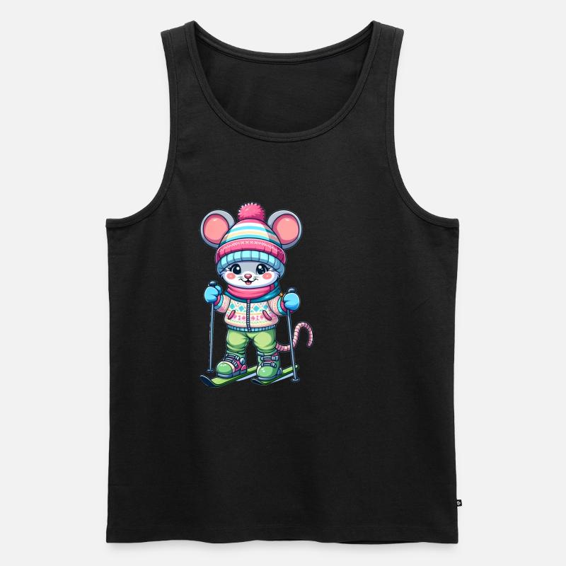 Cute Skier Mouse - Männer Premium Bio Tank Top - Schwarz