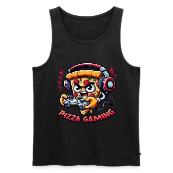 A pizza that plays video games - Men's Premium Organic Tank Top - black - Front - AI Model Male 178 light (178cm)