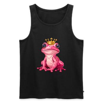 Mignonne princesse grenouille rose rose avec couronne dorée - Débardeur bio Premium Homme - noir - Devant - AI Model Male 178 light (178cm)