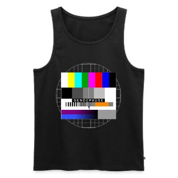 Sendepause Testbild - Männer Premium Bio Tank Top - Schwarz - Vorne - AI Model Male 178 light (178cm)