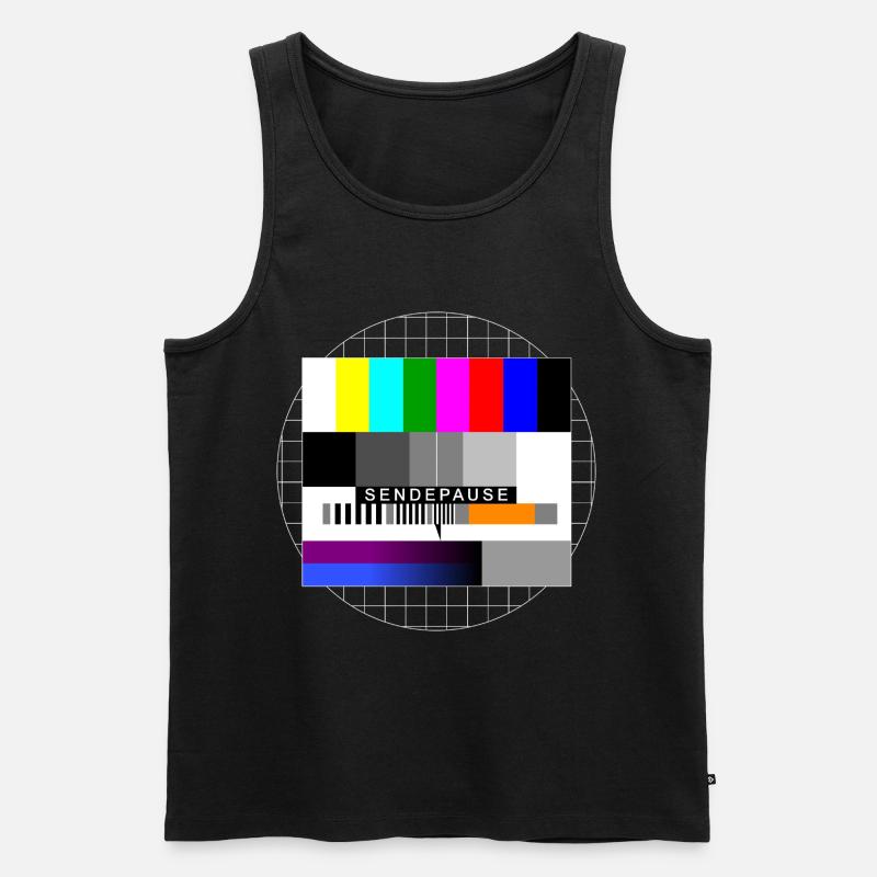 Sendepause Testbild - Männer Premium Bio Tank Top - Schwarz