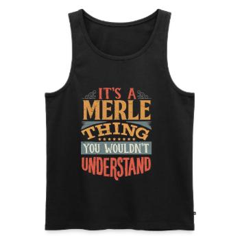 C’est une chose merle que vous ne comprendriez pas - Merle - Débardeur bio Premium Homme - noir - Devant - AI Model Male 178 light (178cm)