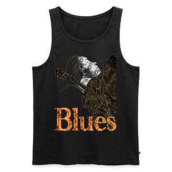 Musique Blues - Débardeur bio Premium Homme - noir - Devant - AI Model Male 178 light (178cm)