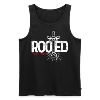 christian, christ, jesus, rooted, faith, - Männer Premium Bio Tank Top - Schwarz - Vorne - Michal (187cm)