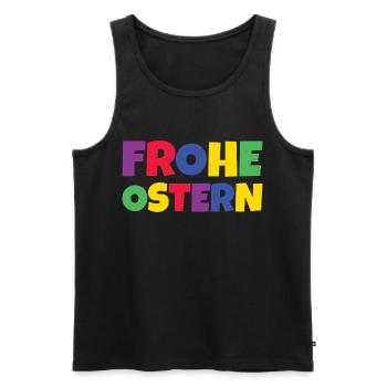 Frohe Ostern Bunt - Männer Premium Bio Tank Top - Schwarz - Vorne - Michal (187cm)