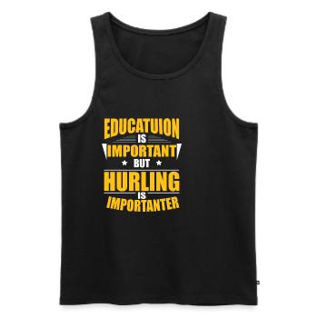 HURLING IS IMPORTANTER - Men's Premium Organic Tank Top - black - Front - AI Model Male 178 light (178cm)