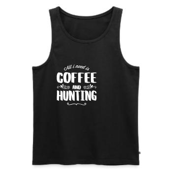 Hunting & Coffee - Männer Premium Bio Tank Top - Schwarz - Vorne - Michal (187cm)