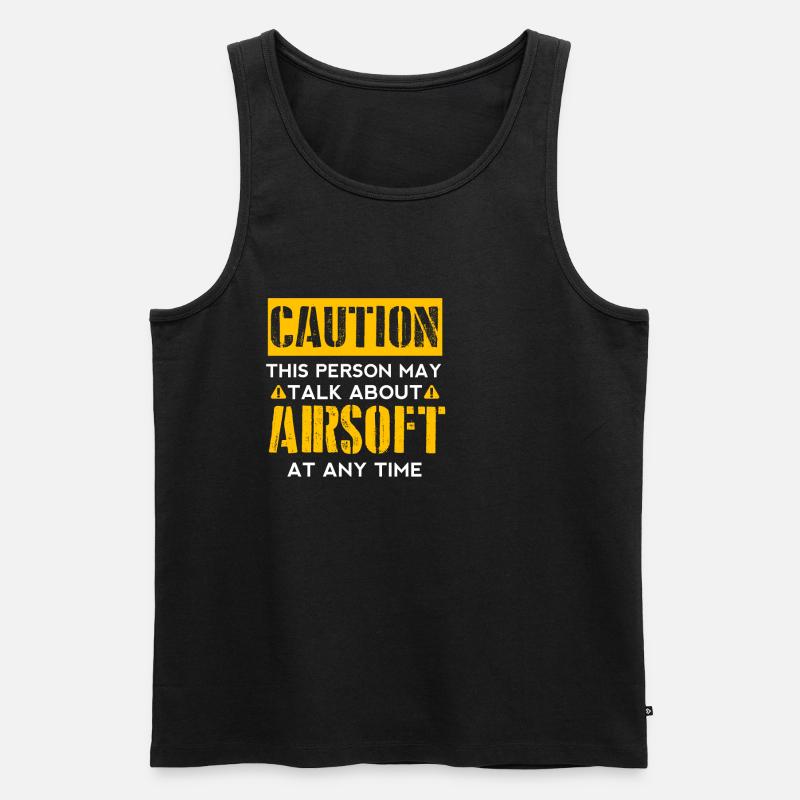 CAUTION - Airsoft Fan - Männer Premium Bio Tank Top - Schwarz